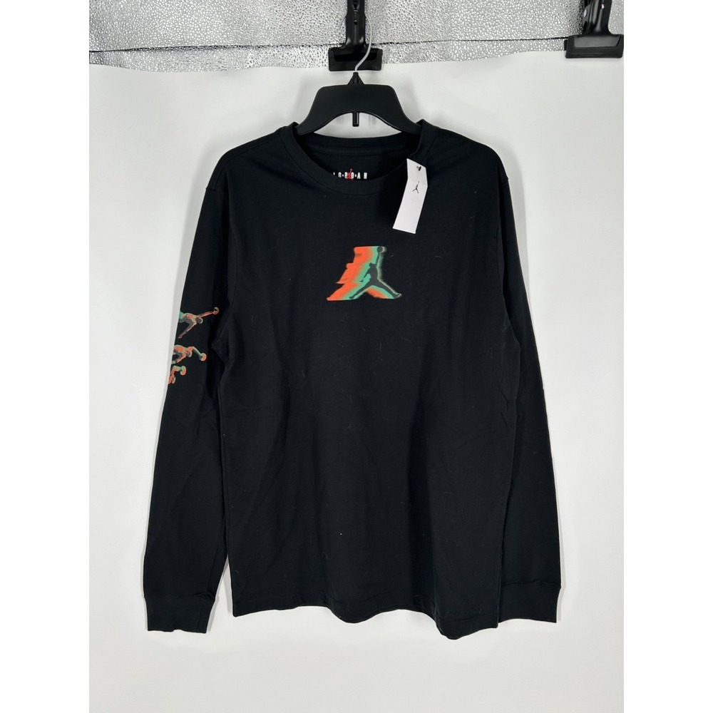 Air Jordan T Shirt Mens Large Black Long Sleeve Jumpman Logo Cotton Graphic